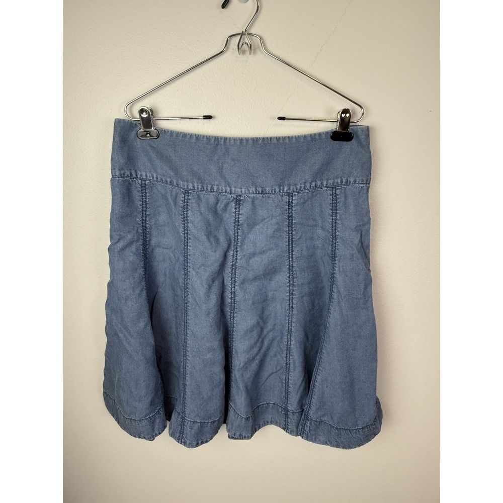 MAEVE Anthropologie Denim Midi Skirt Blue Size 16 Back Zipper